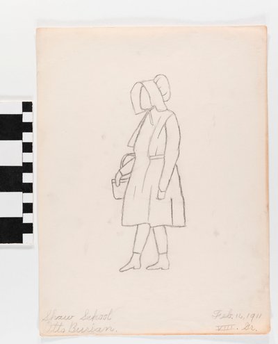 Person in a Dress, Carrying a Basket, and Wearing a Prairie Hat by Otto Burian
